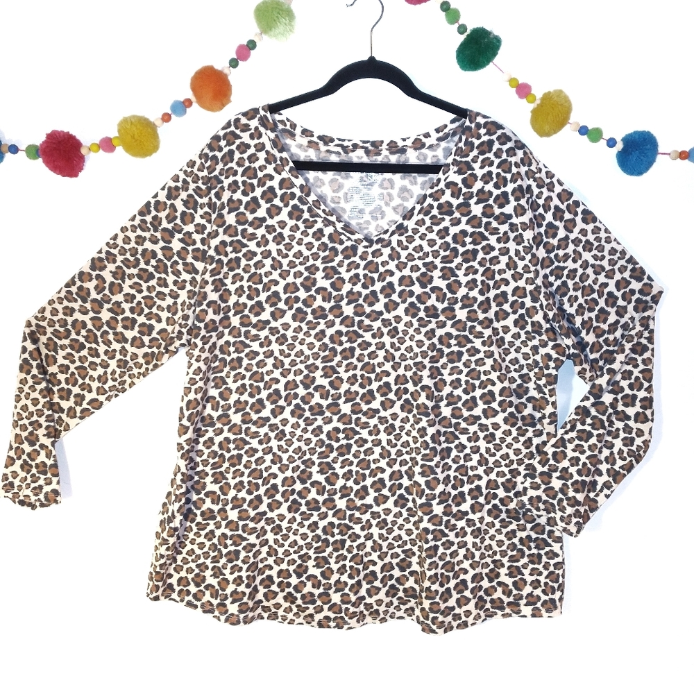Terra & Sky Plus Leopard Print Shirt 2X